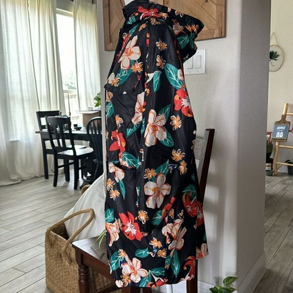 NWOT Zara Rain Jacket Floral Hooded Zip up Pocket Beachy Tropical Lightweight - Picture 12 of 17